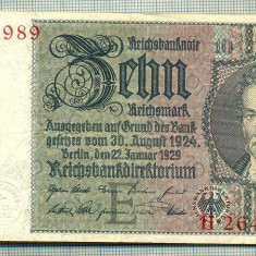 A 124 BANCNOTA-GERMANIA- 10 MARK- anul 1929 -SERIA 26439989 -starea care se vede