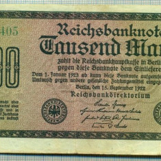 A 103 BANCNOTA-GERMANIA - 1000 MARK- anul 1922 -SERIA 322405-starea care se vede