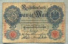 A 172 BANCNOTA-GERMANIA - 20 MARK- anul 1914 -SERIA 2834974 -starea care se vede