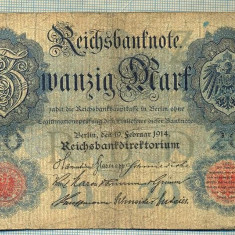 A 172 BANCNOTA-GERMANIA - 20 MARK- anul 1914 -SERIA 2834974 -starea care se vede