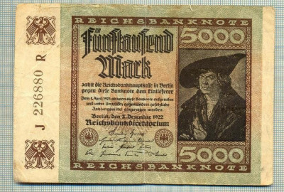 A 126 BANCNOTA-GERMANIA - 5000 MARK- anul 1922 -SERIA 226880-starea care se vede foto