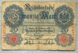 A 154 BANCNOTA-GERMANIA - 20 MARK- anul 1914 -SERIA 7497364 -starea care se vede, Europa