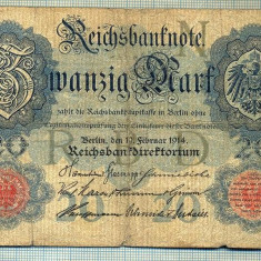 A 154 BANCNOTA-GERMANIA - 20 MARK- anul 1914 -SERIA 7497364 -starea care se vede