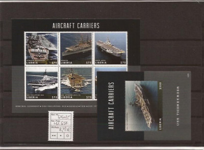 Liberia - Aircraft carriers - 6160/5+bl.637 foto