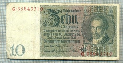 A 133 BANCNOTA-GERMANIA- 10 MARK- anul 1929 -SERIA 35843310 -starea care se vede foto