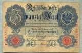 A 163 BANCNOTA-GERMANIA - 20 MARK- anul 1910 -SERIA 9835193 -starea care se vede, Europa