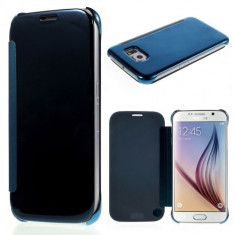 Husa flip cover cu suprafata oglinda pentru Samsung Galaxy S6 - bleumarin foto