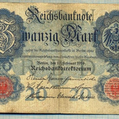 A 128 BANCNOTA-GERMANIA -20 MARK- anul 1914-SERIA 7271486 -starea care se vede