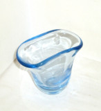Vaza ART DECO cristal masiv aqua-blue, gravata manual - design Gerda Stromberg