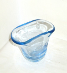 Vaza ART DECO cristal masiv aqua-blue, gravata manual - design Gerda Stromberg foto
