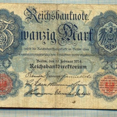 A 115 BANCNOTA-GERMANIA - 20 MARK- anul 1914 -SERIA 6331255-starea care se vede