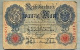 A 157 BANCNOTA-GERMANIA - 20 MARK- anul 1910 -SERIA 1955172 -starea care se vede, Europa