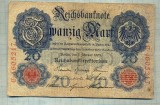 A 158 BANCNOTA-GERMANIA - 20 MARK- anul 1908 -SERIA 4605217 -starea care se vede