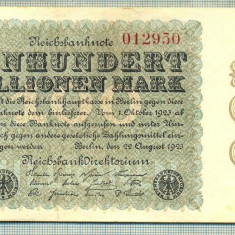 A 193 BANCNOTA-GERMANIA -100 MILION MARK-anul 1923 -SERIA.. -starea care se vede