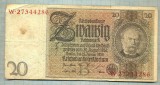 A 150 BANCNOTA-GERMANIA- 20 MARK- anul 1929 -SERIA 27344286 -starea care se vede