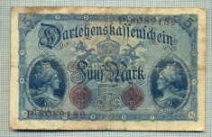 A 114 BANCNOTA-GERMANIA - 5 MARK- anul 1914 -SERIA 8089189-starea care se vede