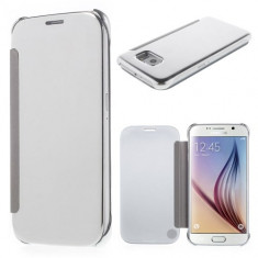 Husa flip cover cu suprafata oglinda pentru Samsung Galaxy S6 - gri foto