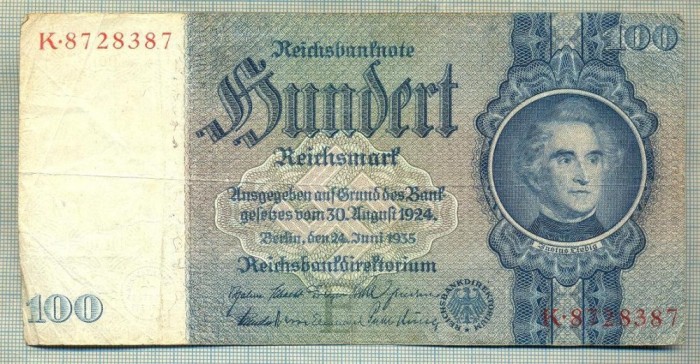 A 146 BANCNOTA-GERMANIA- 100 MARK- anul 1935 -SERIA 8728387 -starea care se vede