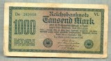 A 189 BANCNOTA-GERMANIA - 1000 MARK- anul 1922 -SERIA 249440-starea care se vede, Europa