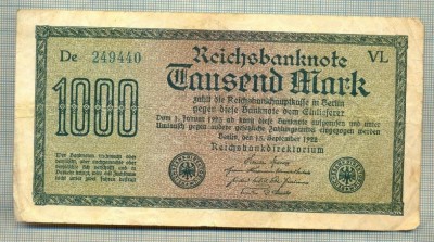 A 189 BANCNOTA-GERMANIA - 1000 MARK- anul 1922 -SERIA 249440-starea care se vede foto