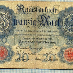 A 129 BANCNOTA-GERMANIA -20 MARK- anul 1914-SERIA 8065916 -starea care se vede