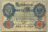 A 175 BANCNOTA-GERMANIA - 20 MARK- anul 1910 -SERIA 4729761 -starea care se vede, Europa