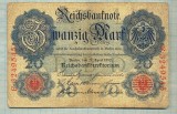 A 155 BANCNOTA-GERMANIA - 20 MARK- anul 1910 -SERIA 3249545 -starea care se vede, Europa