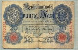 A 173 BANCNOTA-GERMANIA - 20 MARK- anul 1910 -SERIA 7790234 -starea care se vede