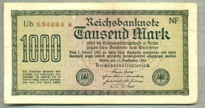 A 107 BANCNOTA-GERMANIA - 1000 MARK- anul 1922 -SERIA 634884-starea care se vede foto