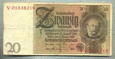 A 145 BANCNOTA-GERMANIA- 20 MARK- anul 1929 -SERIA 01638219 -starea care se vede