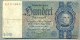 A 176 BANCNOTA-GERMANIA- 100 MARK- anul 1935 -SERIA 2113985 -starea care se vede, Europa