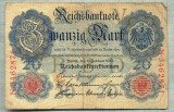 A 170 BANCNOTA-GERMANIA - 20 MARK- anul 1914 -SERIA 3462871 -starea care se vede