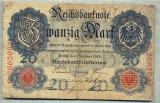 A 123 BANCNOTA-GERMANIA -20 MARK- anul 1908-SERIA 2662092 -starea care se vede