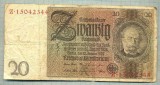 A 197 BANCNOTA-GERMANIA- 20 MARK- anul 1929 -SERIA 15042344 -starea care se vede, Europa