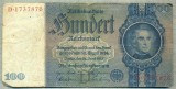A 140 BANCNOTA-GERMANIA- 100 MARK- anul 1935 -SERIA 1737876 -starea care se vede