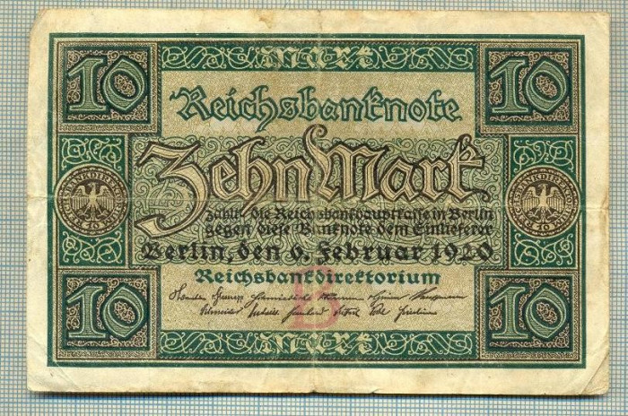 A 113 BANCNOTA-GERMANIA - 10 MARK- anul 1920 -SERIA 3258729-starea care se vede