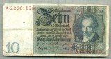 A 180 BANCNOTA-GERMANIA- 10 MARK- anul 1929 -SERIA 22661128 -starea care se vede, Europa