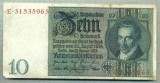 A 156 BANCNOTA-GERMANIA- 10 MARK- anul 1929 -SERIA 31535965 -starea care se vede, Europa