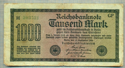 A 101 BANCNOTA-GERMANIA - 1000 MARK- anul 1922 -SERIA 303531-starea care se vede foto