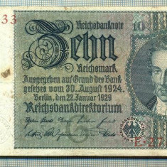 A 159 BANCNOTA-GERMANIA- 10 MARK- anul 1929 -SERIA 27426433 -starea care se vede