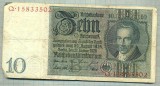 A 235 BANCNOTA-GERMANIA- 10 MARK- anul 1929 -SERIA 15833502 -starea care se vede, Europa