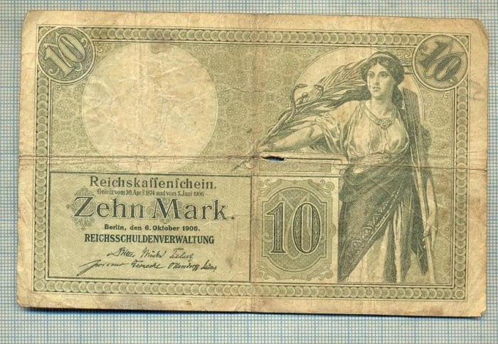 A 231 BANCNOTA-GERMANIA - 10 MARK- anul 1906-SERIA 2906961-starea care se vede