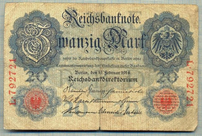 A 220 BANCNOTA-GERMANIA - 20 MARK- anul 1914 -SERIA 792721 -starea care se vede foto