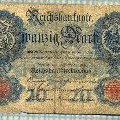 A 213 BANCNOTA-GERMANIA - 20 MARK- anul 1914 -SERIA 0885301 -starea care se vede