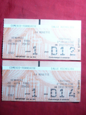 2 Bilete intregi la Comedia Franceza 1980 Sala Richelieu foto