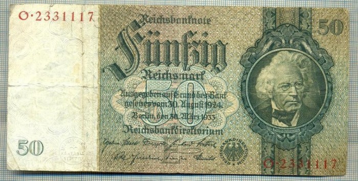 A 224 BANCNOTA-GERMANIA - 50 MARK- anul 1933-SERIA 2331117-starea care se vede