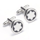 Butoni noi stil eleganti White Star argintii + cutie simpla cadou, Inox