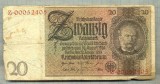 A 221 BANCNOTA-GERMANIA - 20 MARK- anul 1929 -SERIA 00052405-starea care se vede, Europa