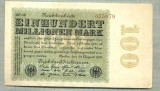 A 208 BANCNOTA-GERMANIA -100 MILION MARK-anul 1923 -SERIA.. -starea care se vede, Europa