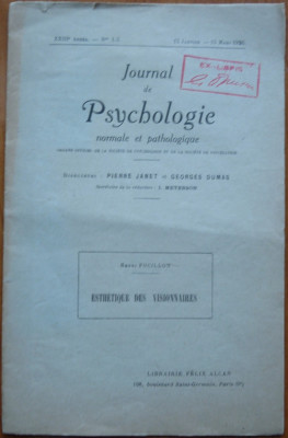 Henri Focillon , Jurnal de psihologie , 1926 , autograf catre George Oprescu foto